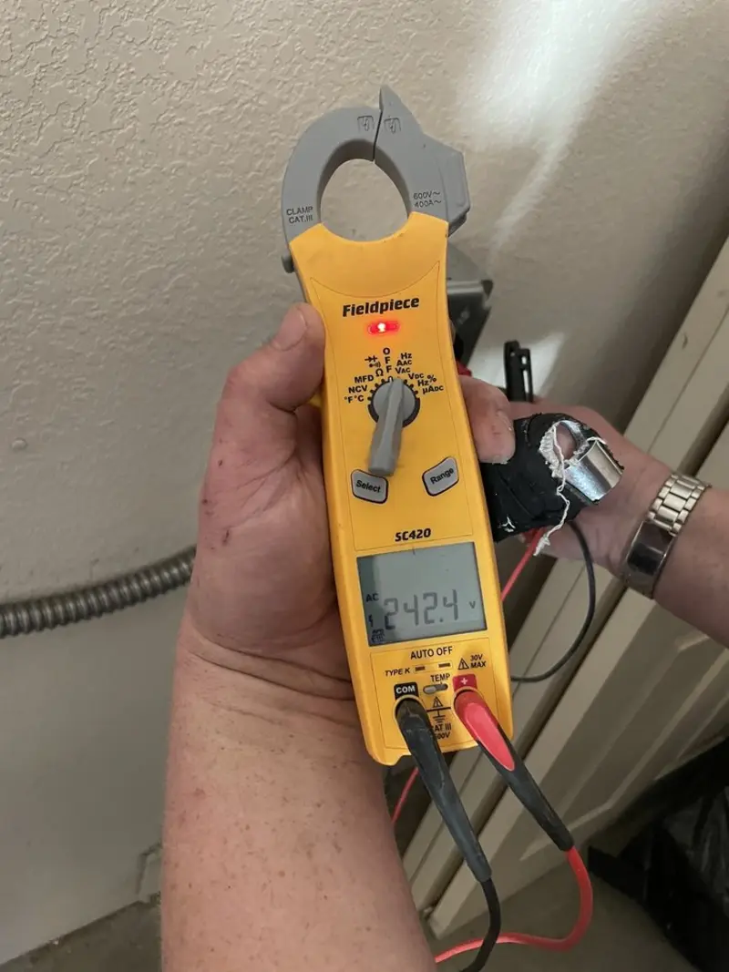 Voltage testing with clamp meter during Hot Tub / Pool Electrical Wiring in Berkeley